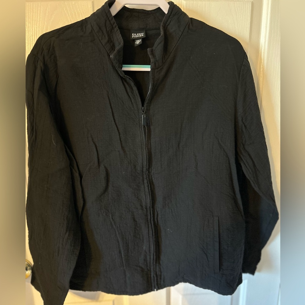 Eileen Fisher Cotton/Viscose Jacket Black Size XL - Picture 3 of 7